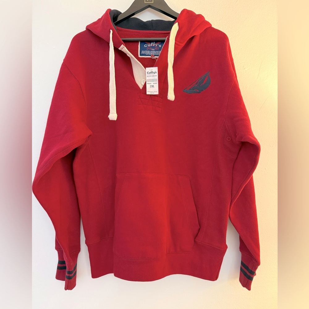Curry’s of Cape Cod Men’s Burgundy, Blue long sleeve hooded size 2XL